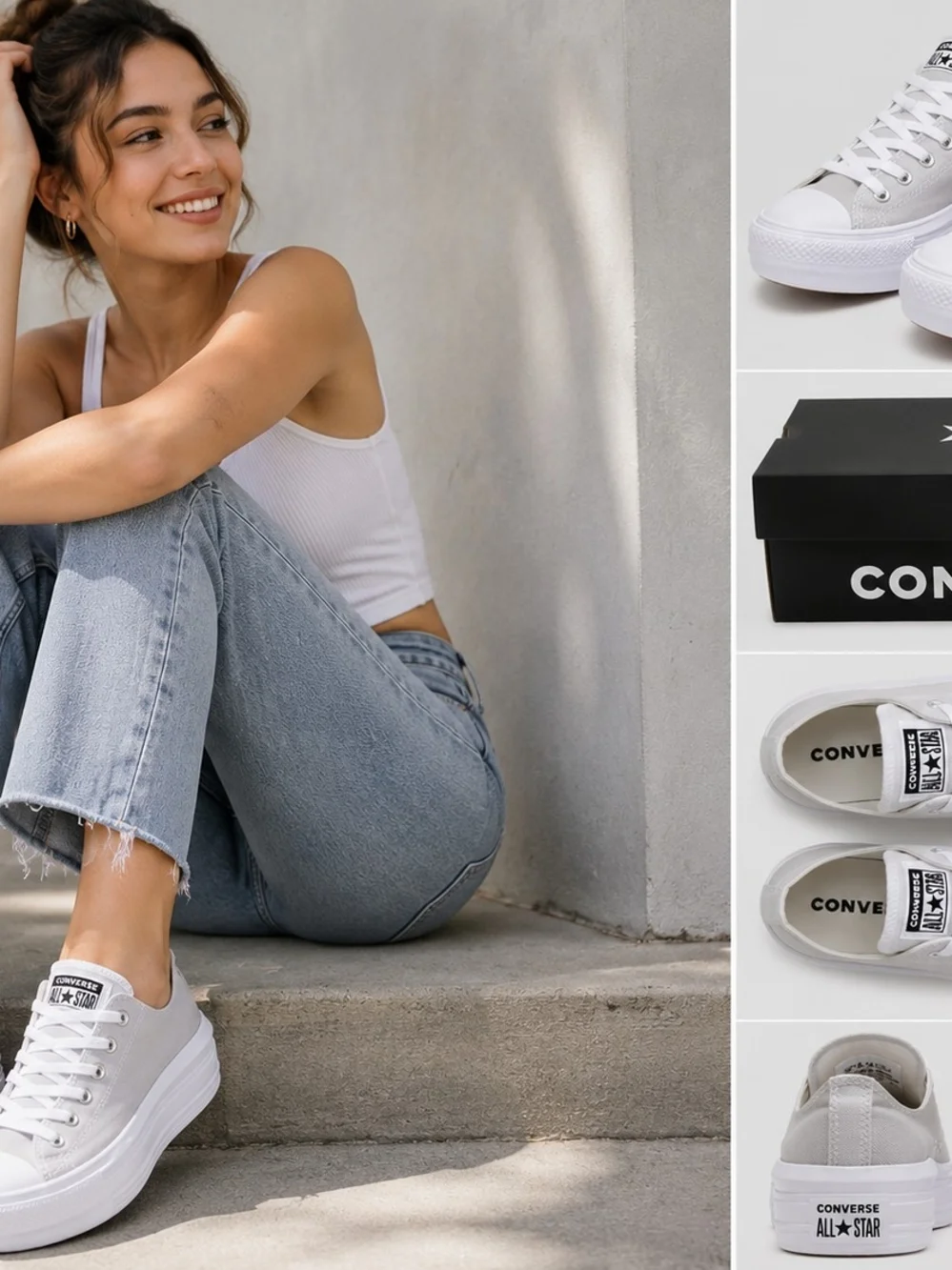 Converse Chuck Taylor All Star Move Platform White Low Top Women US 7.5 New